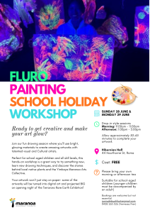 Fluro school holiday painting workshop flyer
